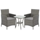 SVITA Balkonset BROOKLYN BISTRO Grau 3-tlg. Polyrattan mit Kissen Bild 2