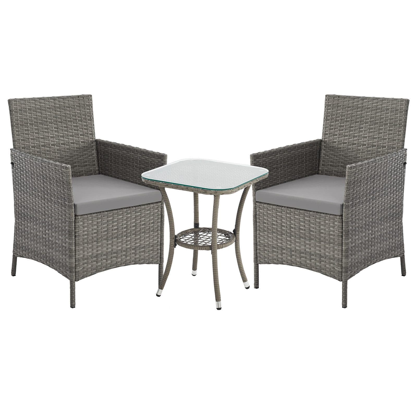 SVITA Balkonset BROOKLYN BISTRO Grau 3-tlg. Polyrattan mit Kissen - Bild 2