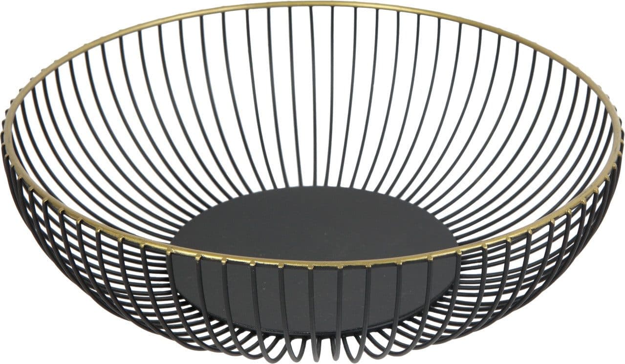 Trend Line Dekoschale Metall Korb Rund Schwarz-Gold