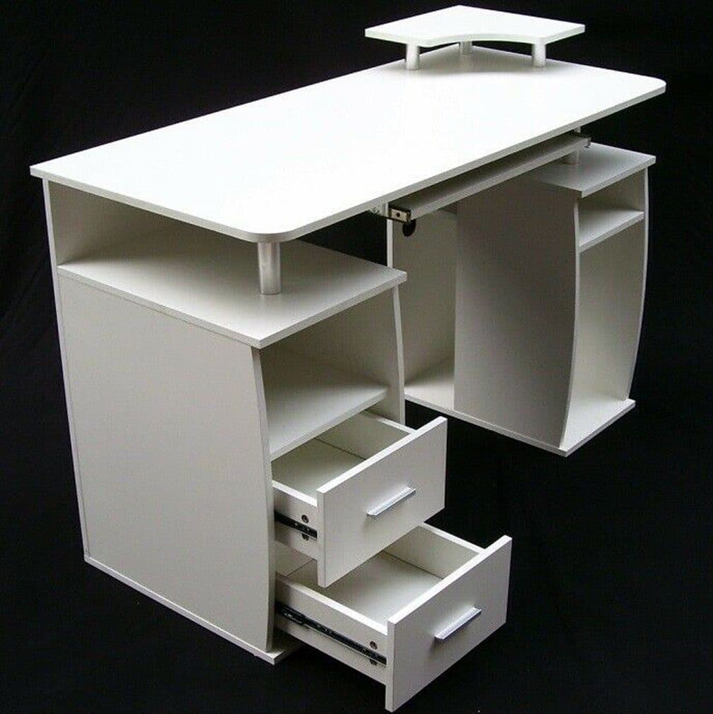 Apex Schreibtisch 120cm Weiß mit Schubladen und Druckerfach - Bild 2