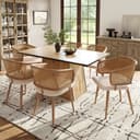 Flieks Esszimmerstuhl Set 6er Kunstleder Rattan Beige/Braun Bild 2