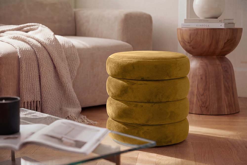 riess-ambiente Polsterhocker VOGUE Senfgelb Samt Stauraum - Bild 2