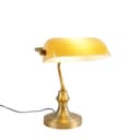 Qazqa Banker Schreibtischlampe Bronze Bernsteinglas E27 Dimmbar Bild 2