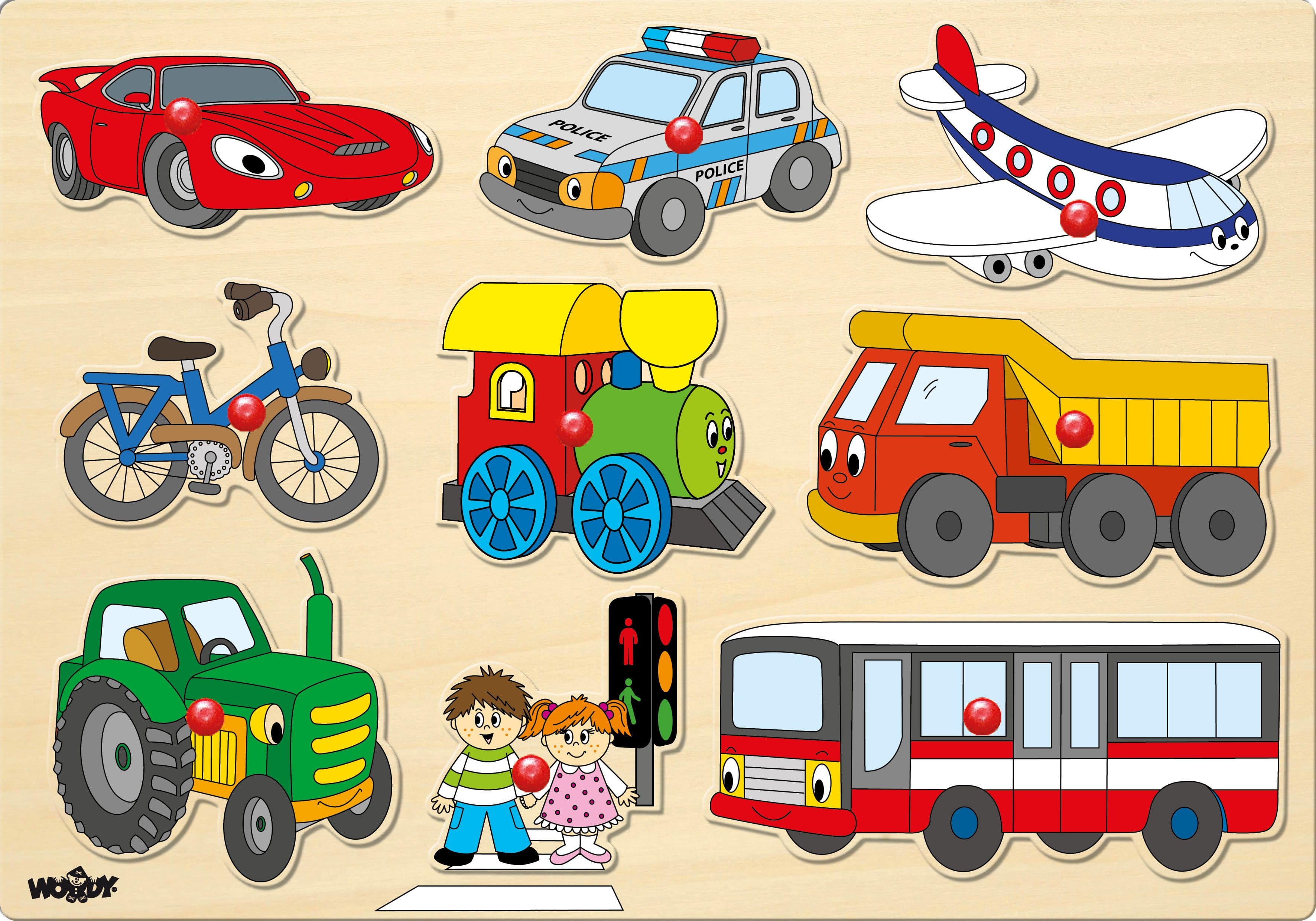 Woodyland Holzpuzzle Greifpuzzle Fahrzeuge Verkehr