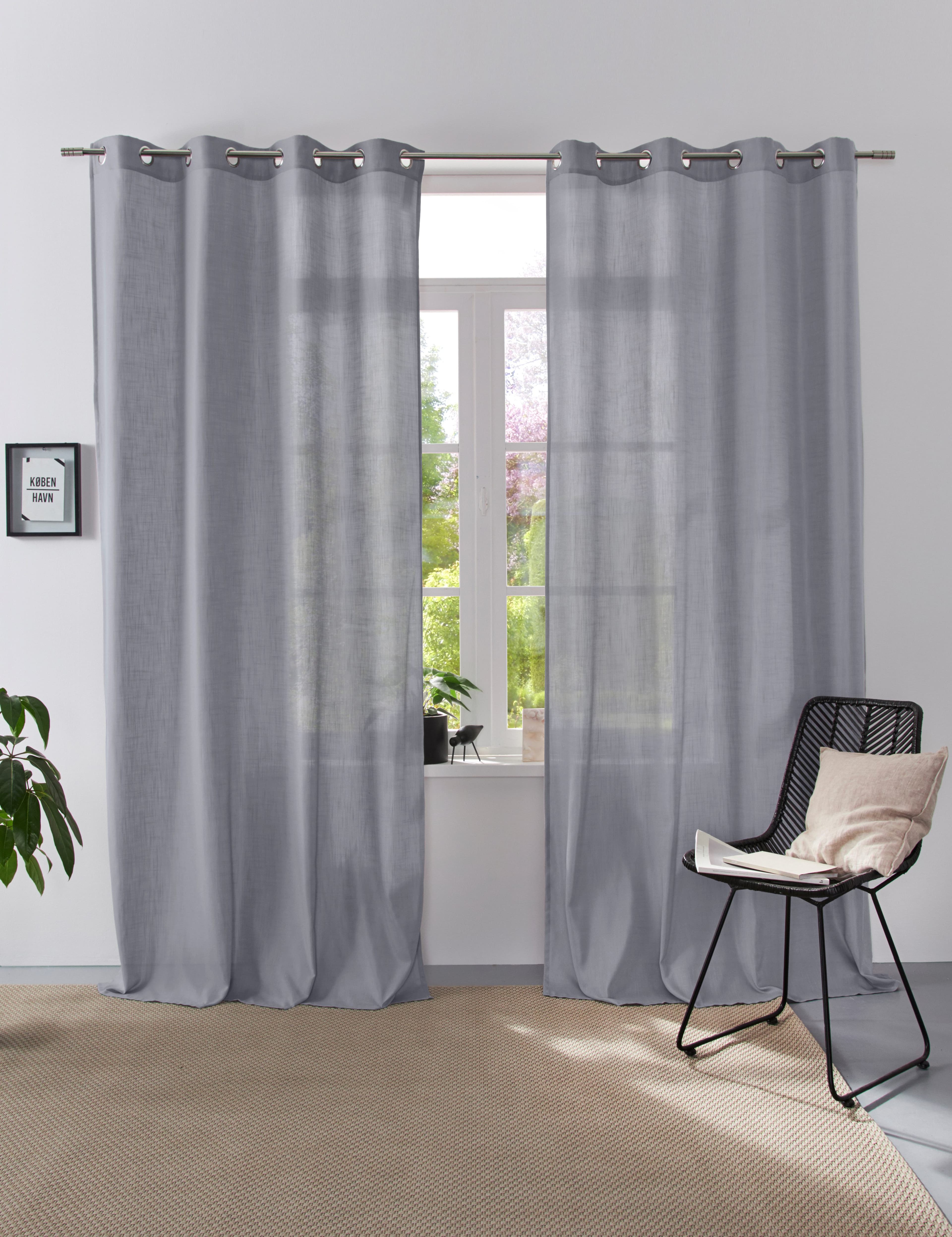 OTTO home Vorhang Linsdorf Grau Ösen halbtransparent Leinenstruktur - Bild 2