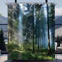 Lerores Duschvorhang Sunshine Forest 240x200 cm wasserabweisend Bild 2