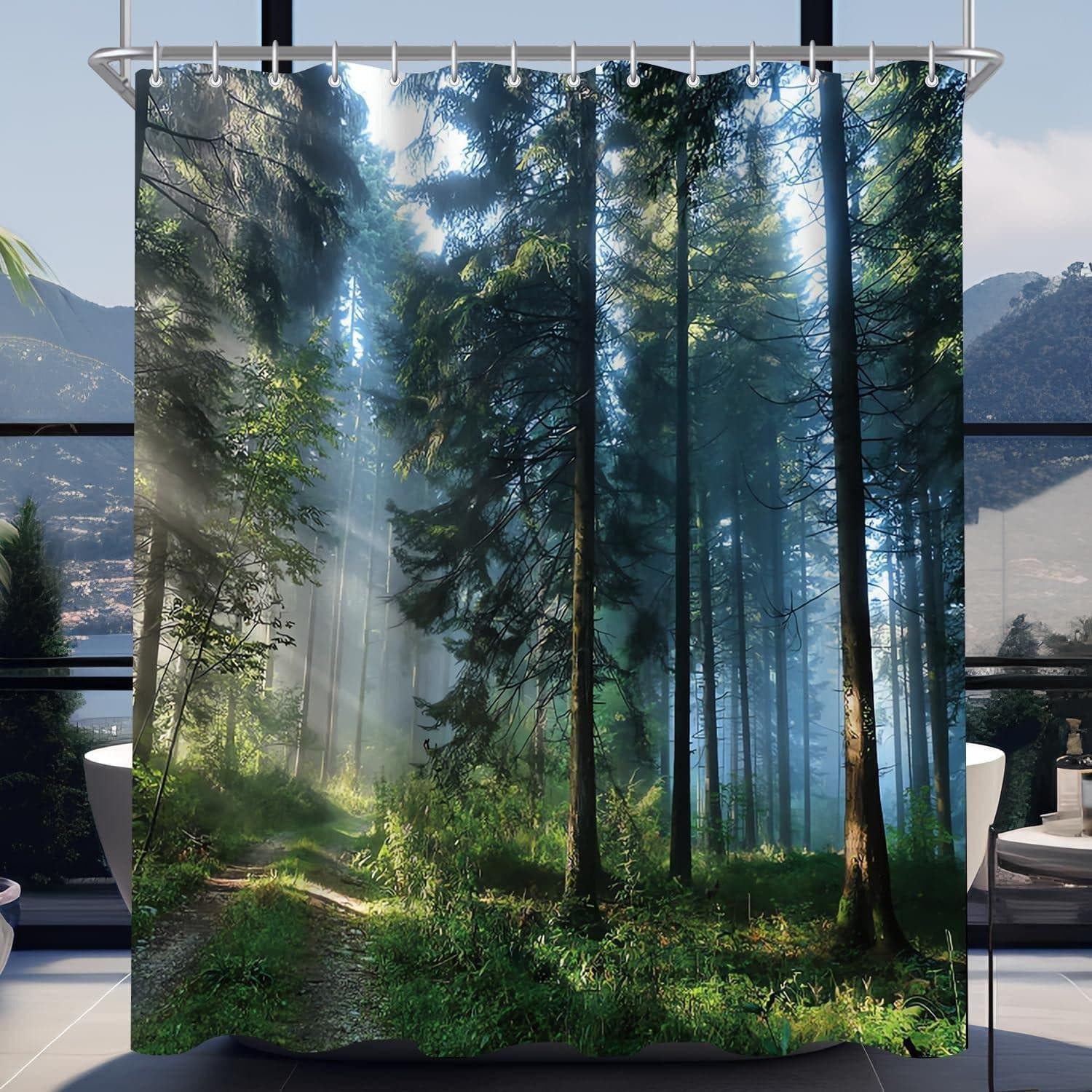 Lerores Duschvorhang Sunshine Forest 240x200 cm wasserabweisend - Bild 2