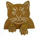 Rostikal Gartenfigur Katzen Deko Zaunhocker Echter Rost Bild 2