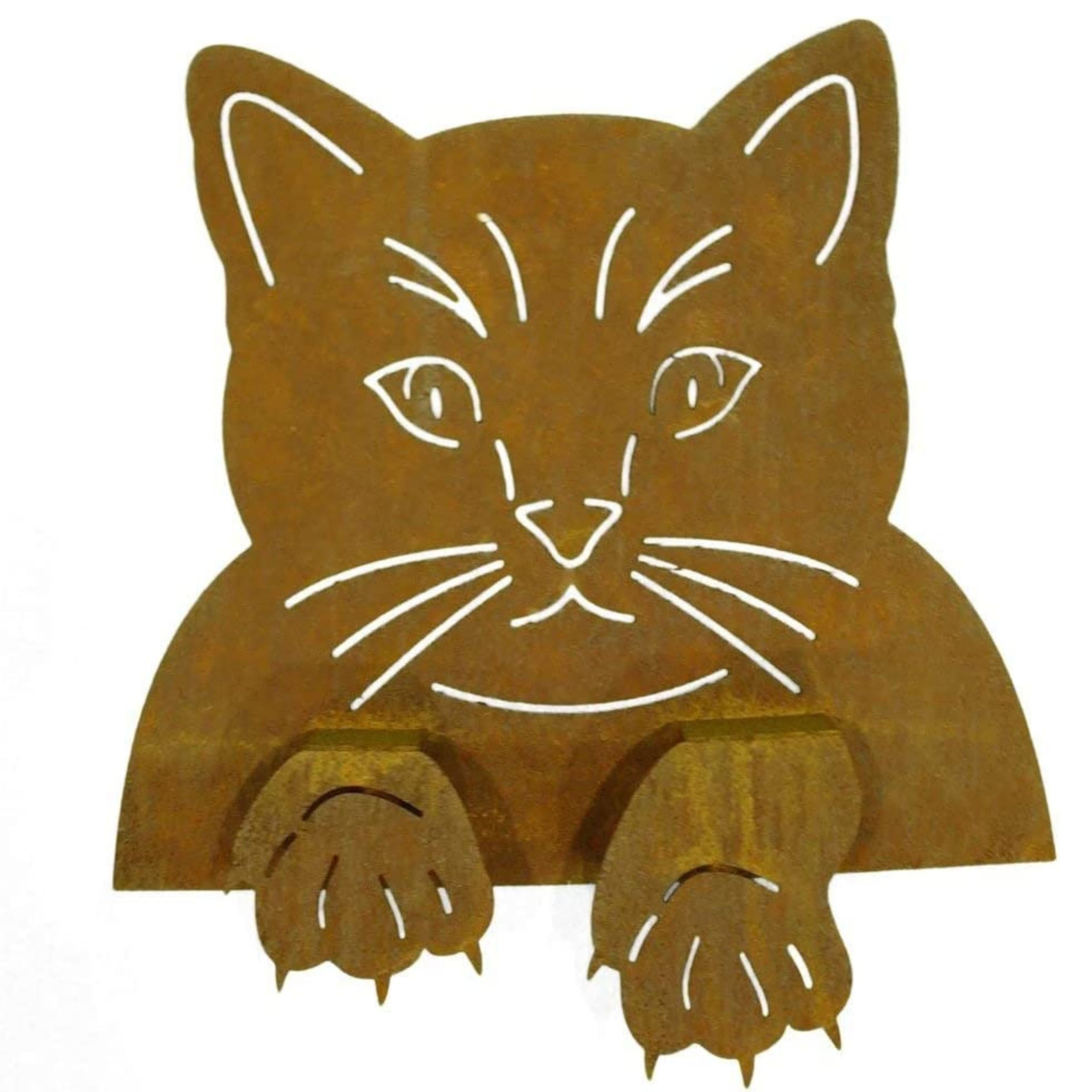 Rostikal Gartenfigur Katzen Deko Zaunhocker Echter Rost - Bild 2