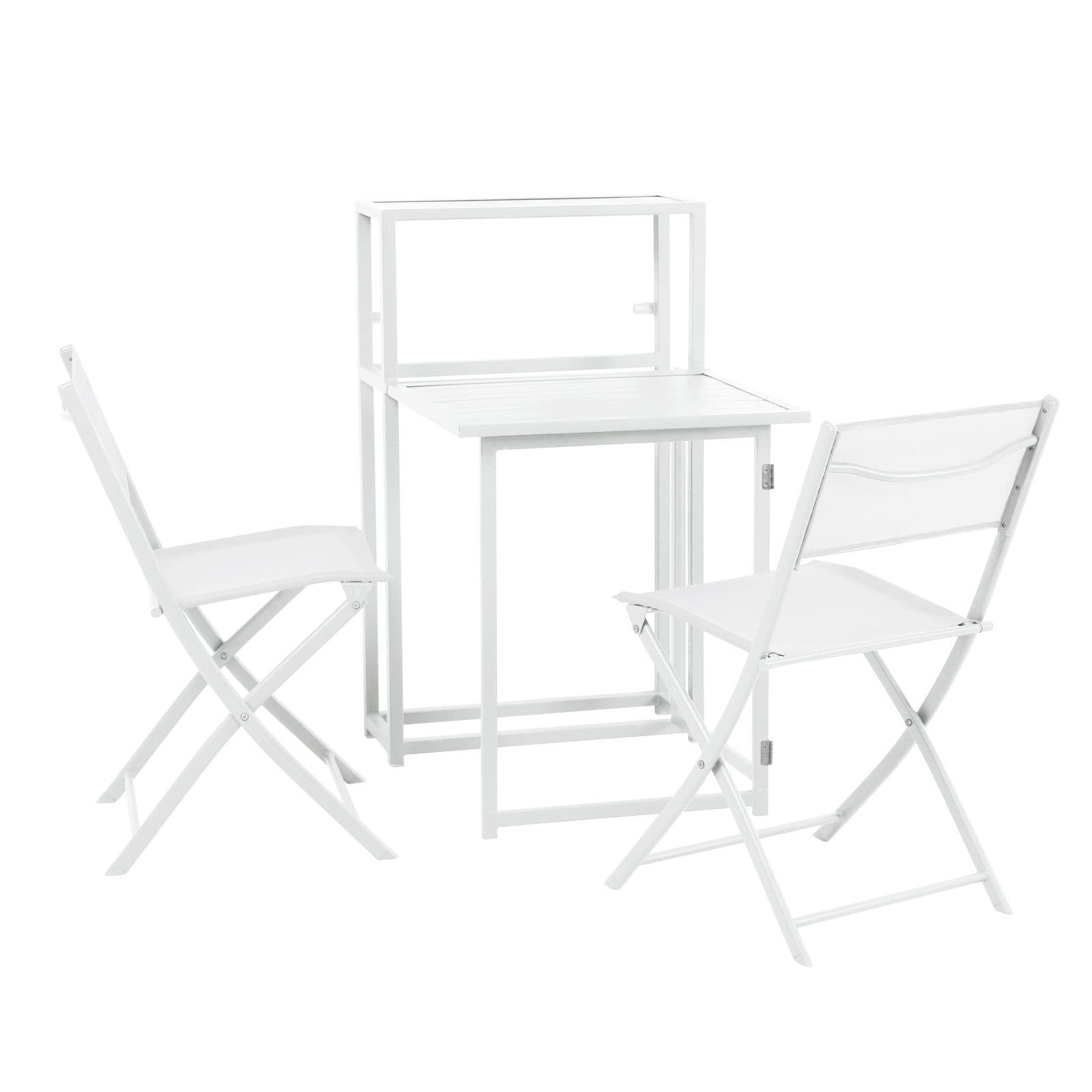 SVITA Balkonset Weiß - Platzsparendes Set mit klappbarem Tisch und 2 Stühlen - Bild 2