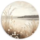 MuchoWow Gemälde See - Wasser - Natur - Beige, Fotodruck Kreis Wanddekoration Bild 2