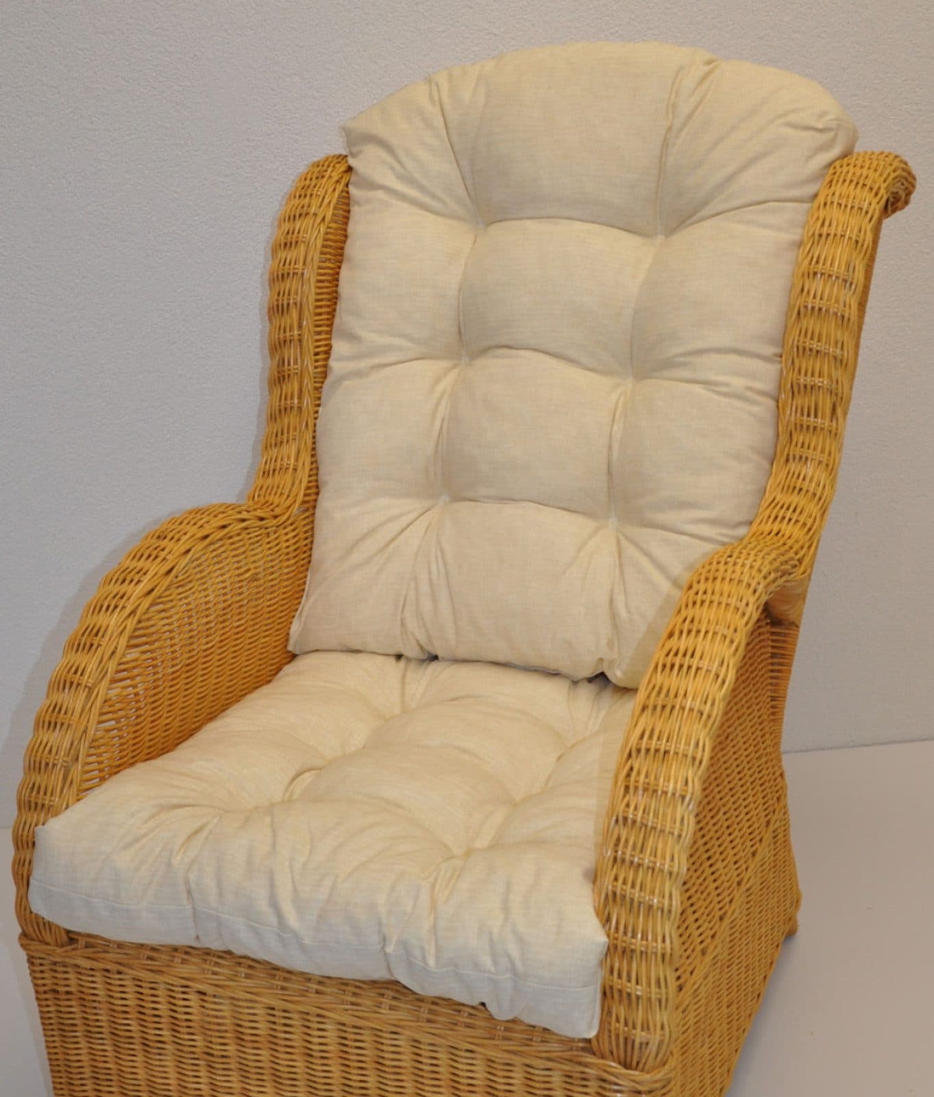 Rattani Sesselauflage Polster Kissen für Rattan Ohrensessel beige - Bild 2