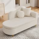 HAUSS SPOLE Chaiselongue Beige/Weiß mit Stauraum & Teddyplüsch Bild 2