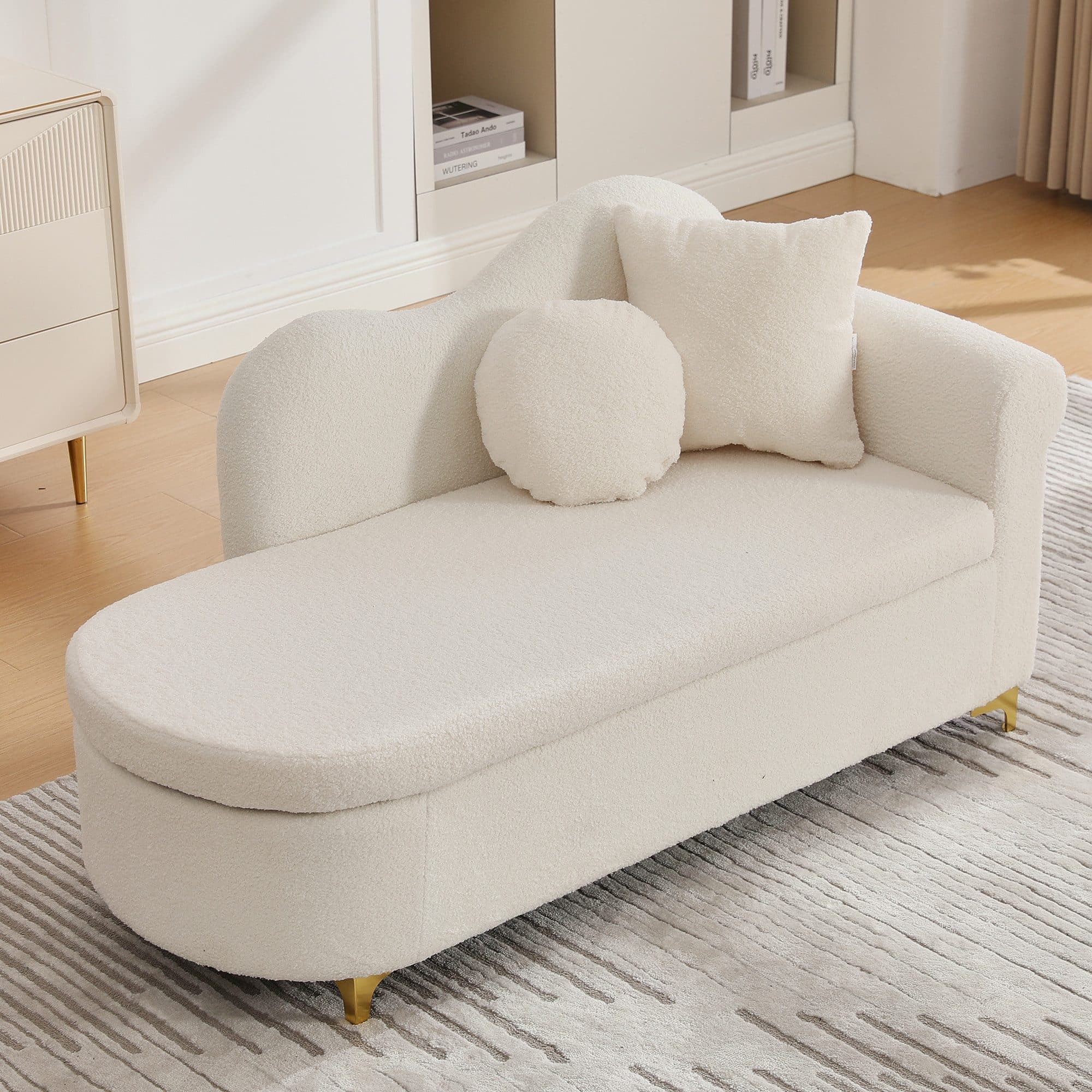 HAUSS SPOLE Chaiselongue Beige/Weiß mit Stauraum & Teddyplüsch - Bild 2