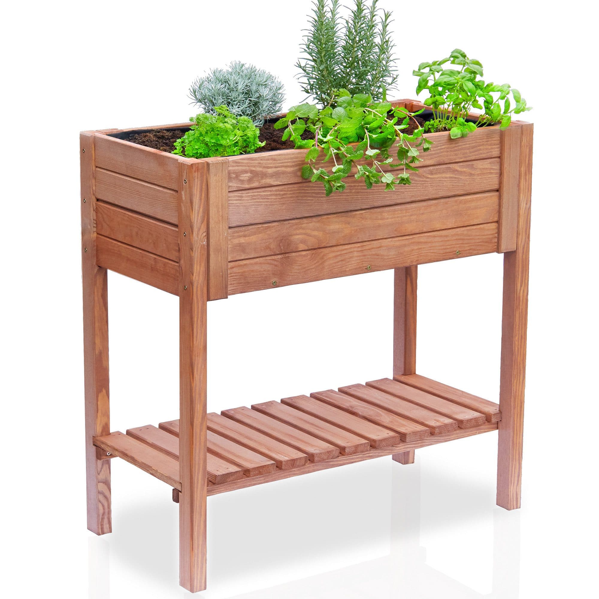 ONBEST Hochbeet Holz mit Ablage 80x80x40cm - Bild 2
