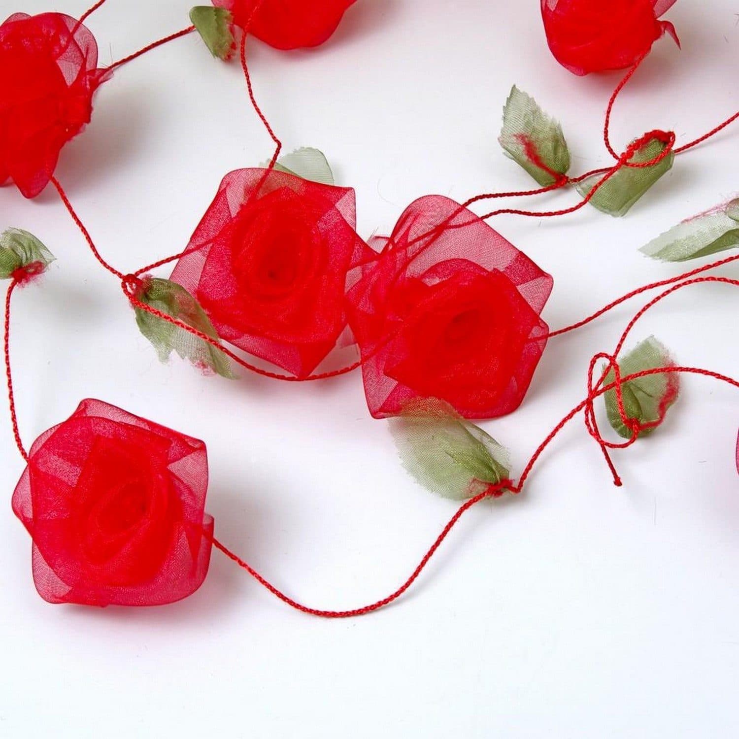 Deko AS Hochzeitsdeko Rosengirlande Rot 2,5m 12 Rosen