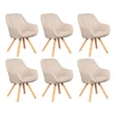 MR.DEKO Esszimmerstuhl 6er Set Matera Beige 360° Drehfunktion Bild 2