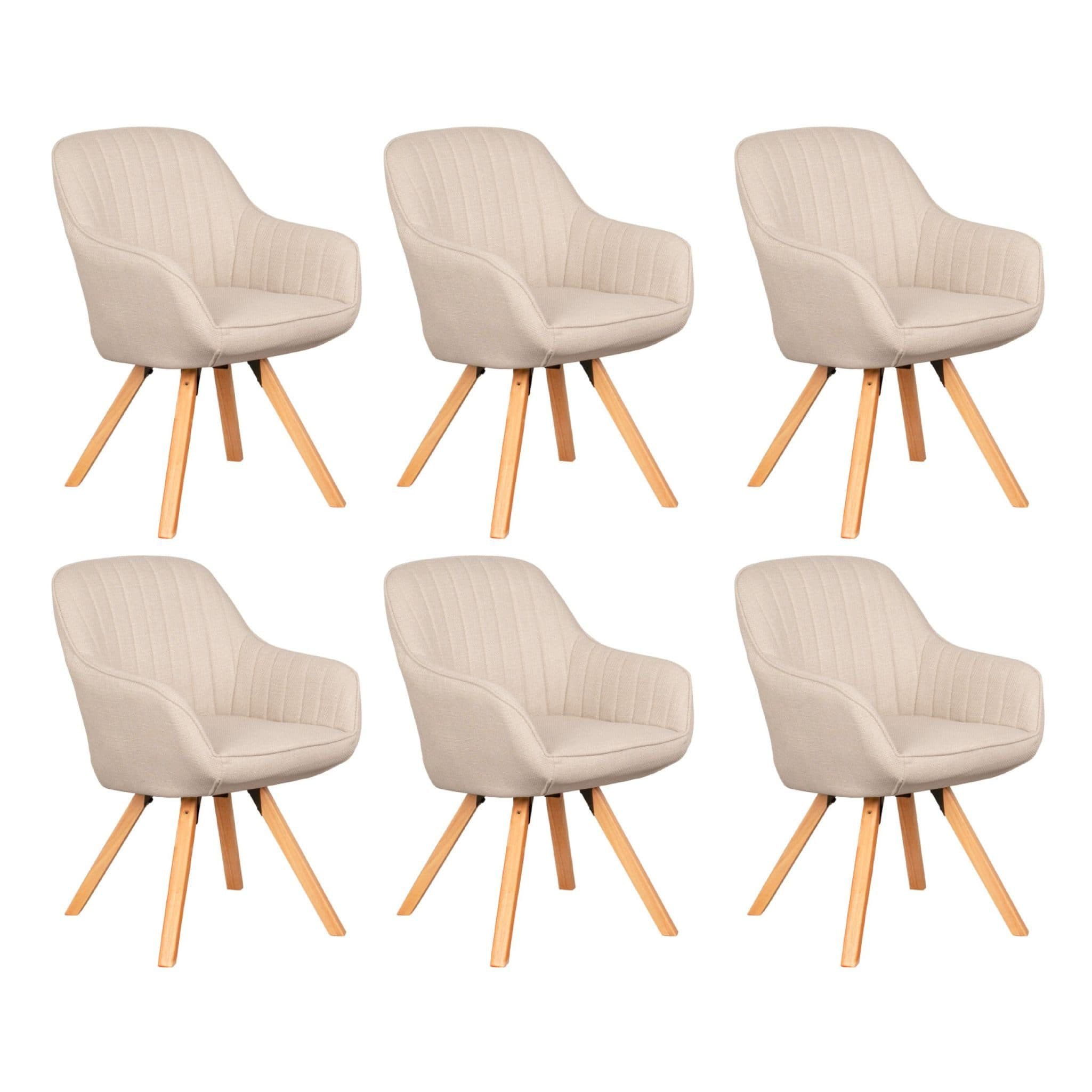 MR.DEKO Esszimmerstuhl 6er Set Matera Beige 360° Drehfunktion - Bild 2
