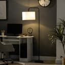 HOMCOM Stehlampe Weiß mit Stoff-Lampenschirm und Fußschalter Bild 2