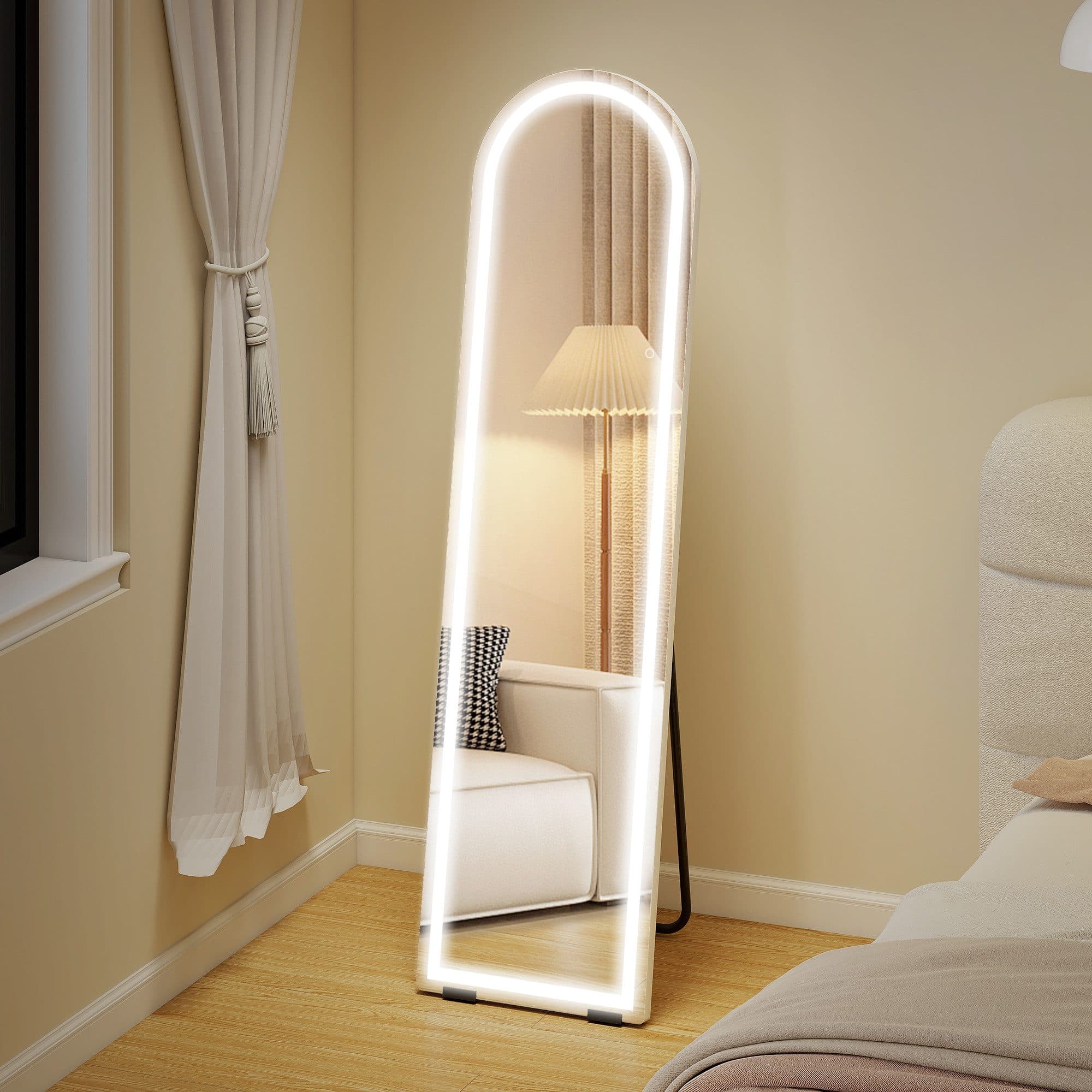 HOMCOM Standspiegel mit LED-Lichtern, 150 x 40 cm, bogenförmig, dimmbar, 3 Lichtfarben - Bild 2