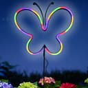 Spetebo Gartenstecker LED Neon Schmetterling mit Timer Bild 2