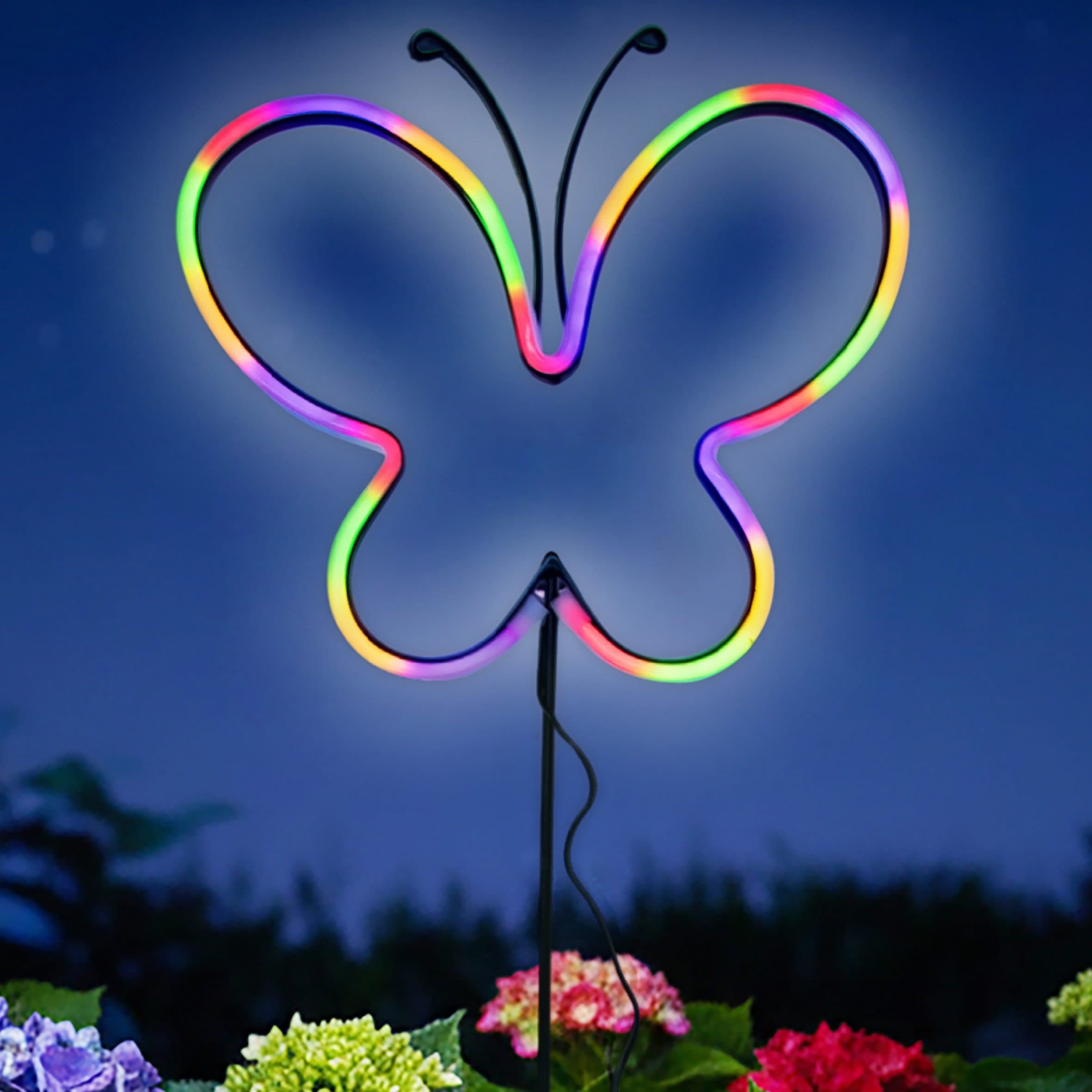 Spetebo Gartenstecker LED Neon Schmetterling mit Timer - Bild 2
