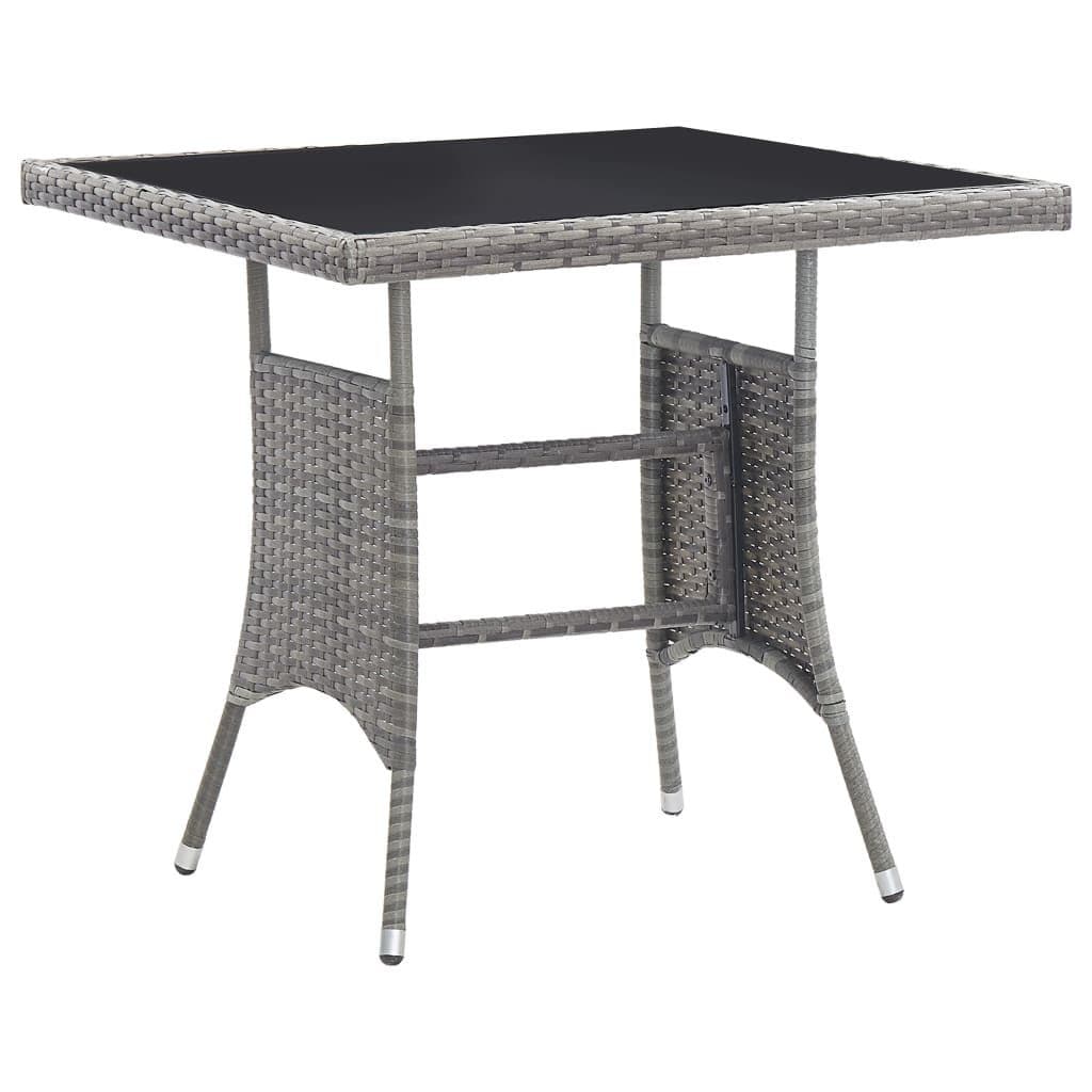 vidaXL Gartentisch Grau Hartglas Poly Rattan - Bild 2