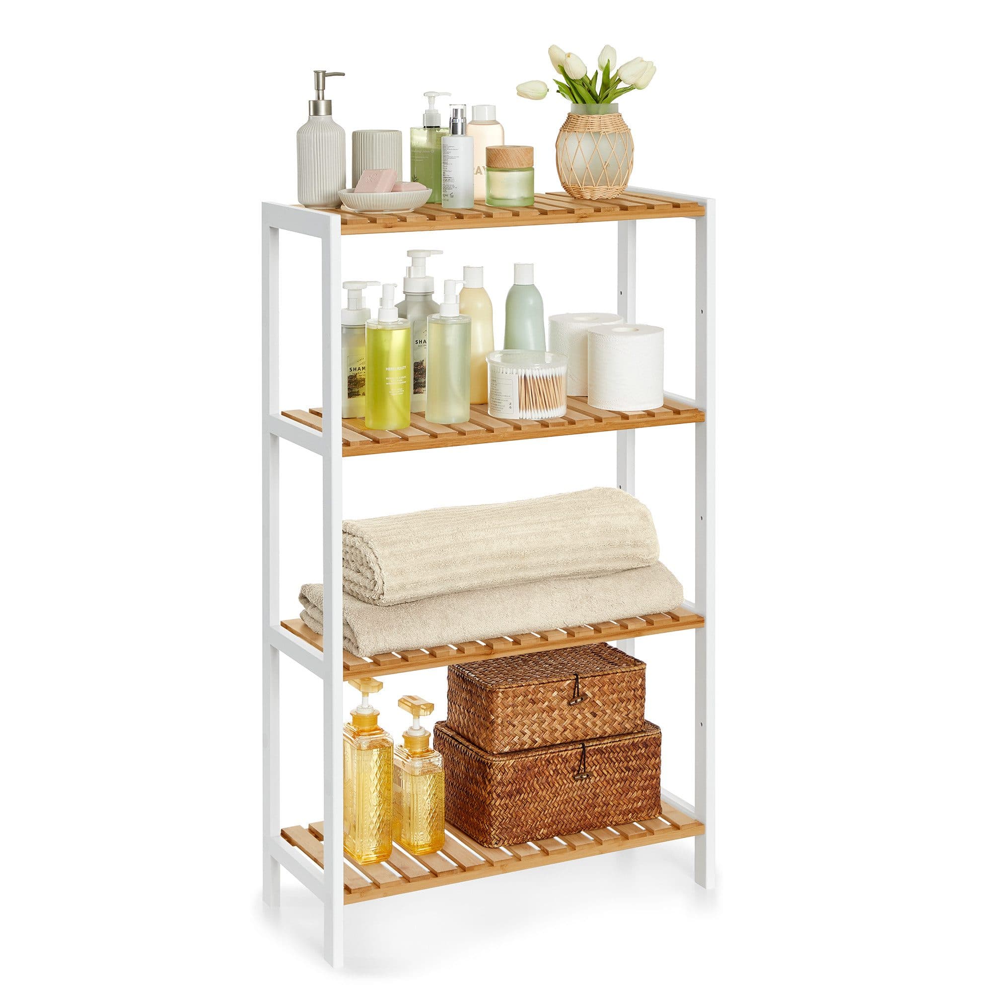 SONGMICS Badregal Bambus 26 x 60 x 100 cm Badezimmerregal Küchenregal Schuhregal - Bild 2