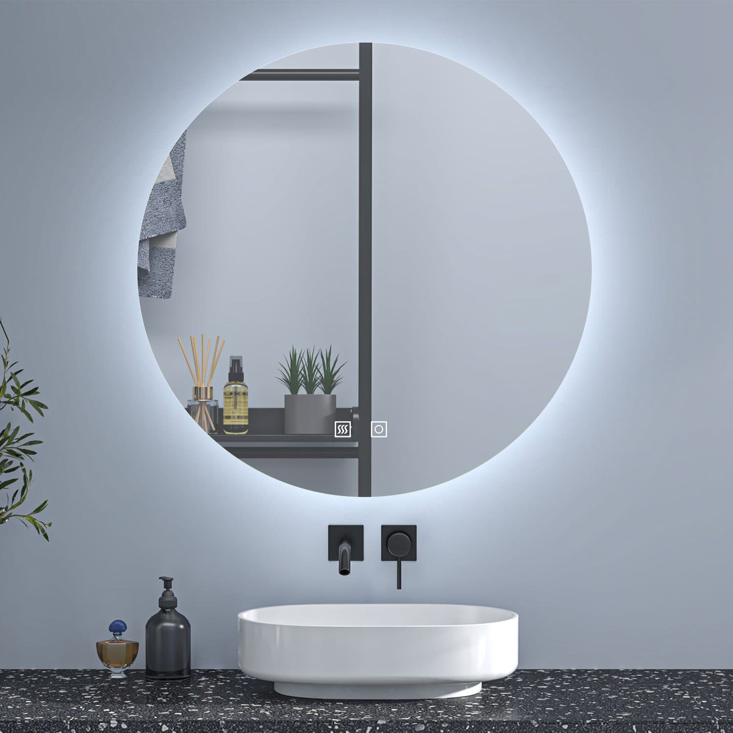 Aica Sanitär Badspiegel Rund mit LED-Beleuchtung und Bluetooth - Bild 2