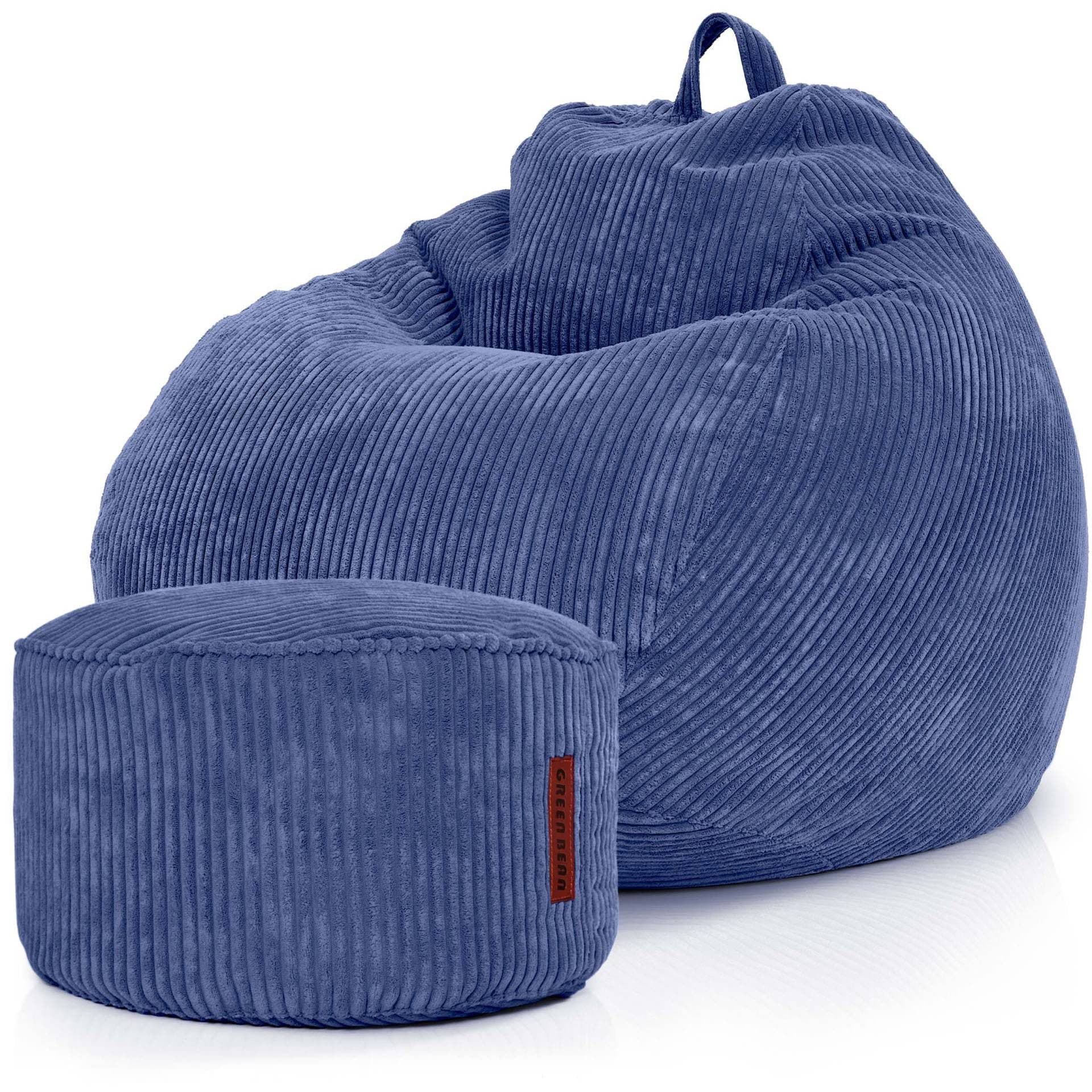Green Bean Sitzsack XXL mit Hocker aus Cord, Indoor Relaxsessel Set - Bild 2