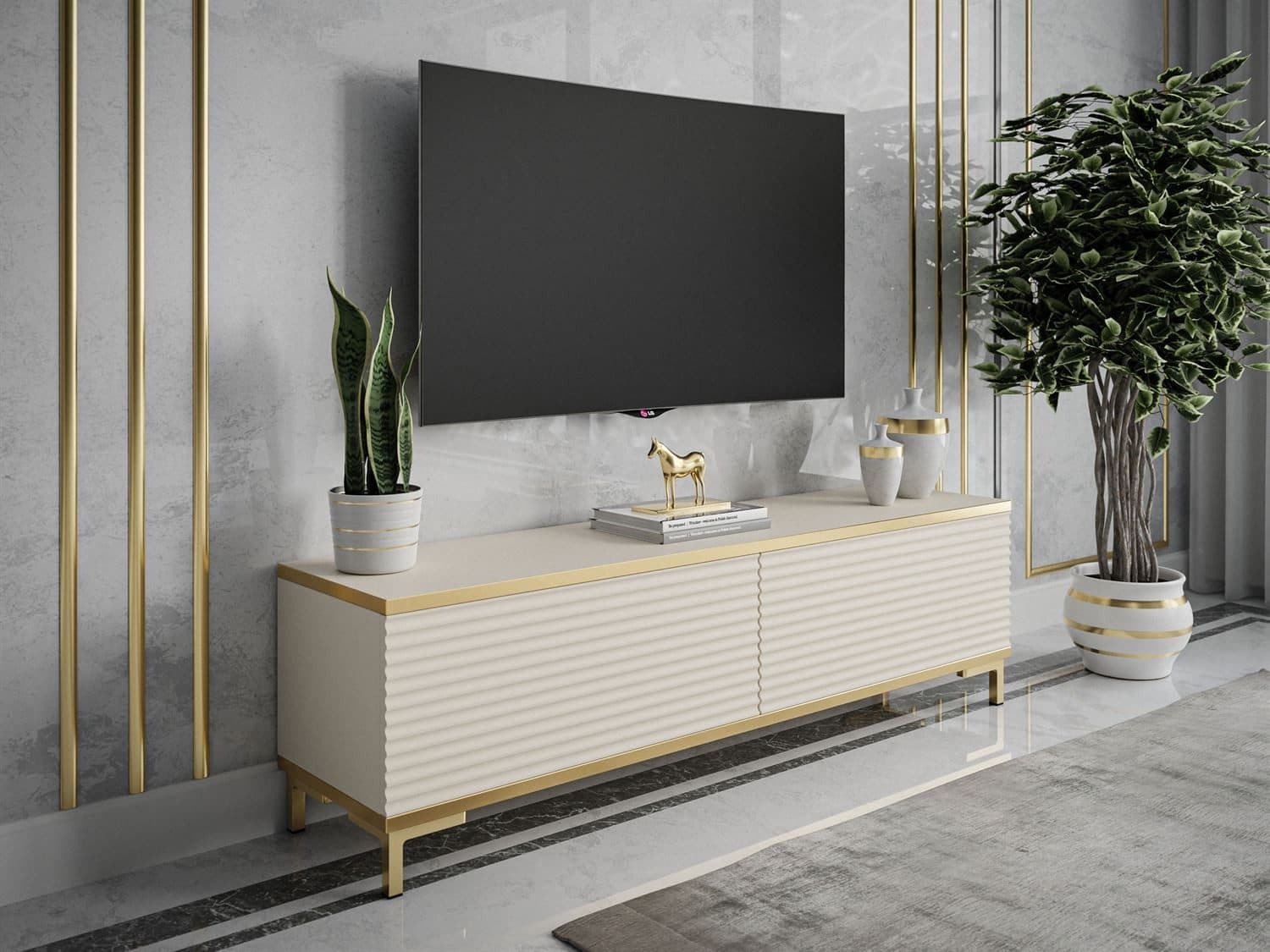 Lookway TV-Schrank OXFORD II mit goldenen Leisten und Push-to-Open - Bild 2