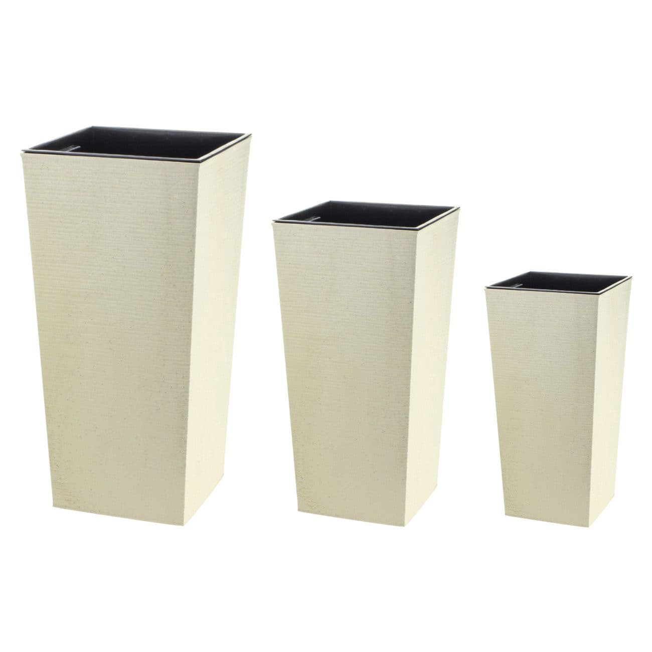 Engelland Pflanzkübel 3er Set WPC Beige Rillenoptik - Bild 2