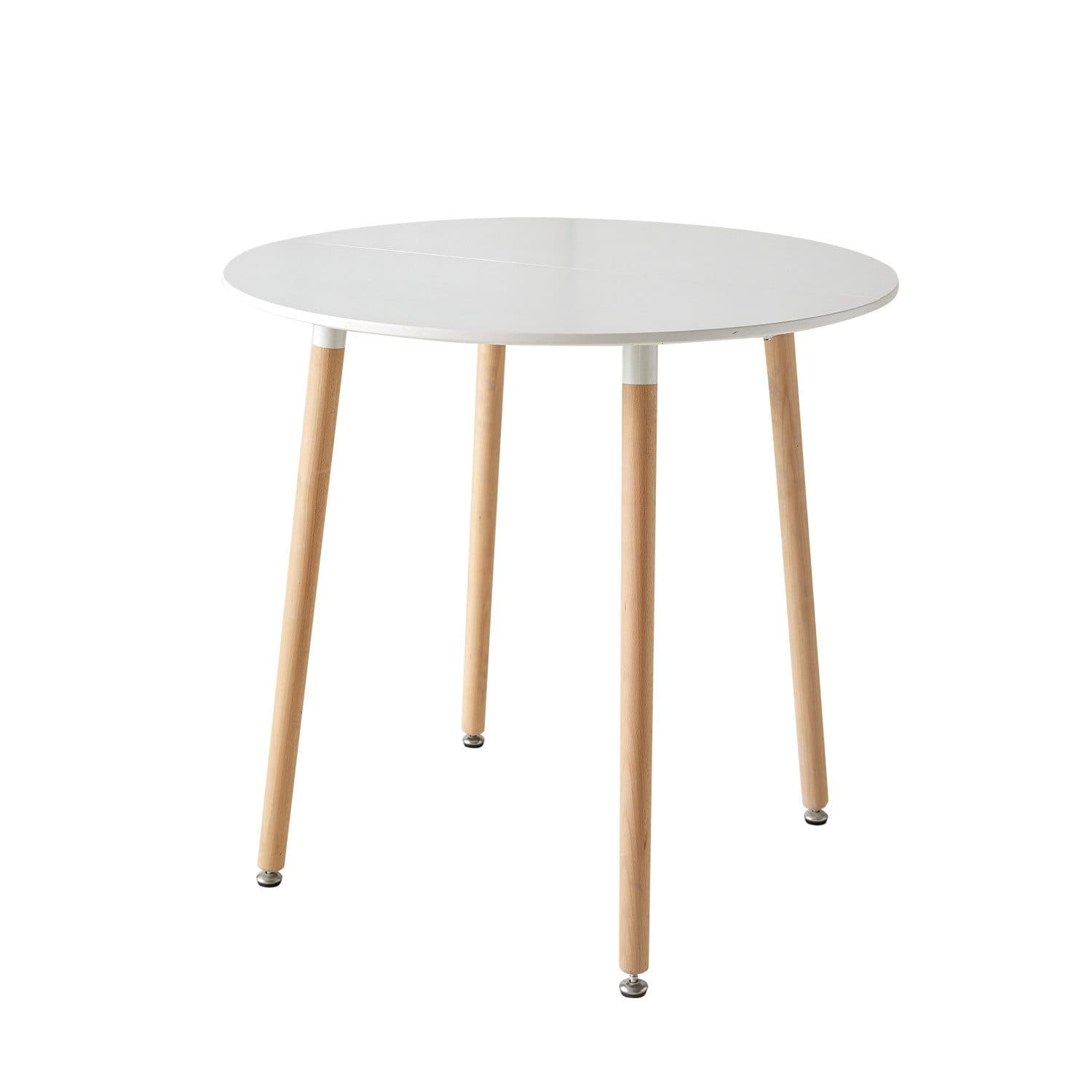 GrandCA HOME Runder Esstisch Weiß Massivholzbeine Minimalistisch - Bild 2