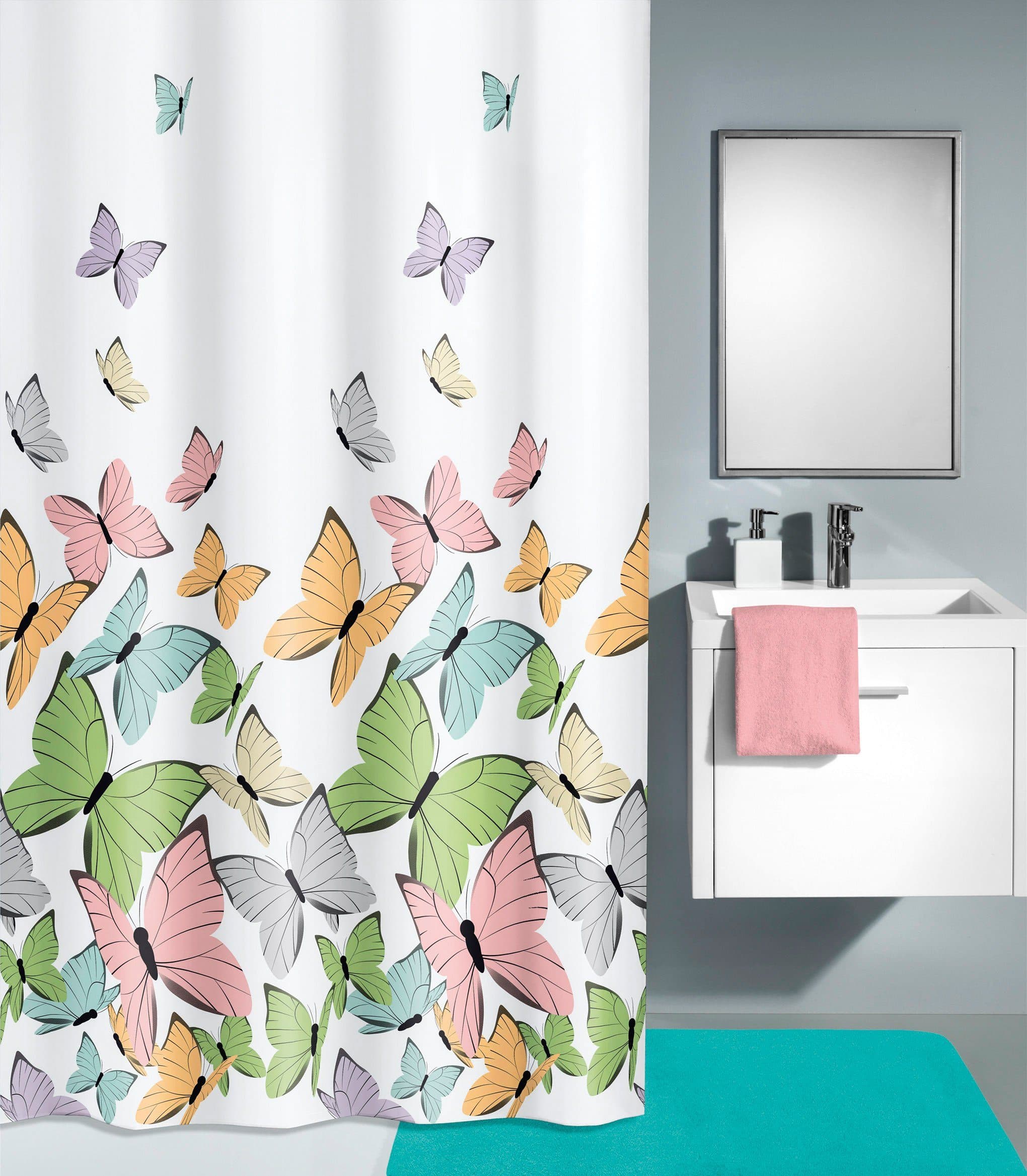 Kleine Wolke Duschvorhang Butterflies Weiß-Bunt