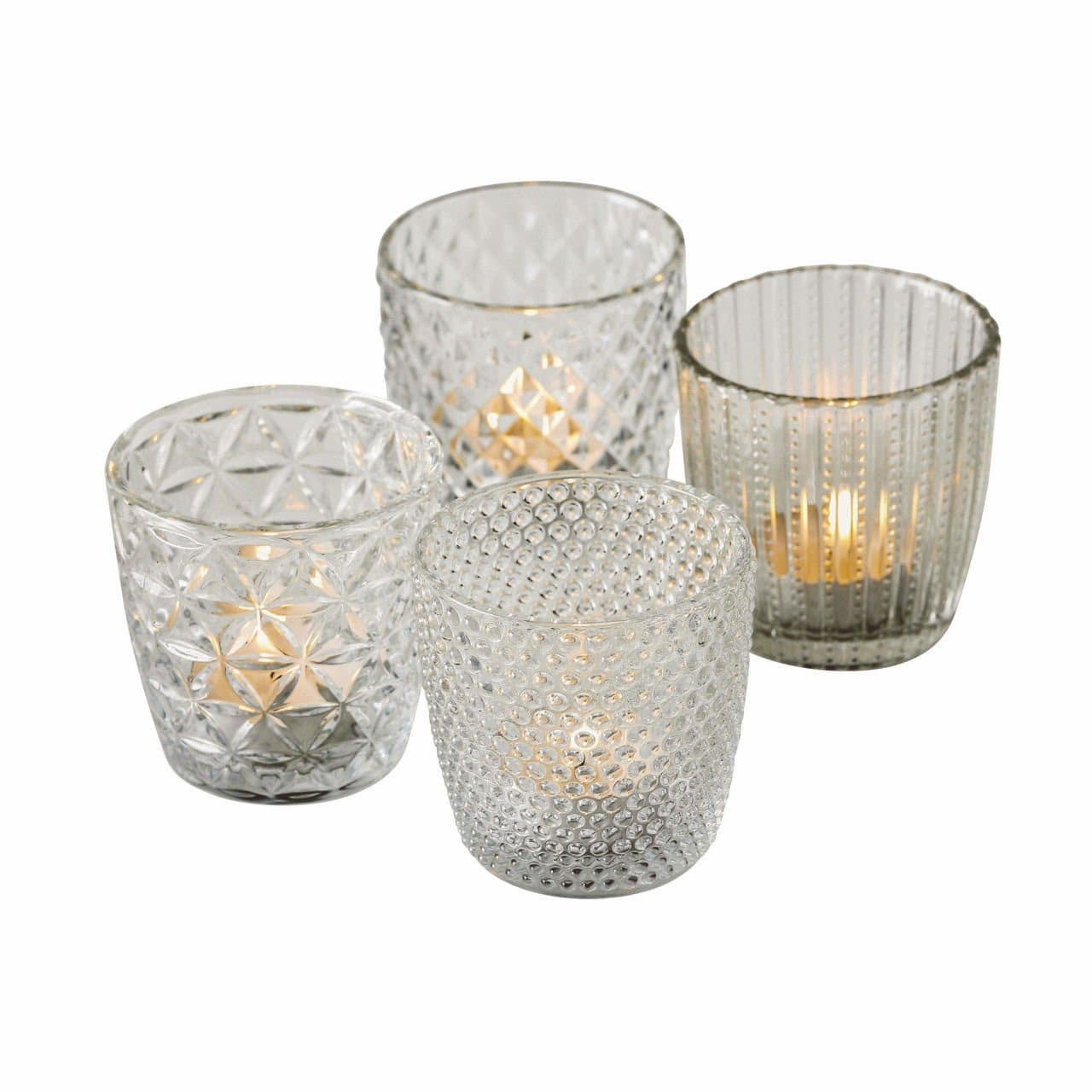 Spetebo Teelichthalter 4er Set Glas transparent mit Verzierungen - Bild 2