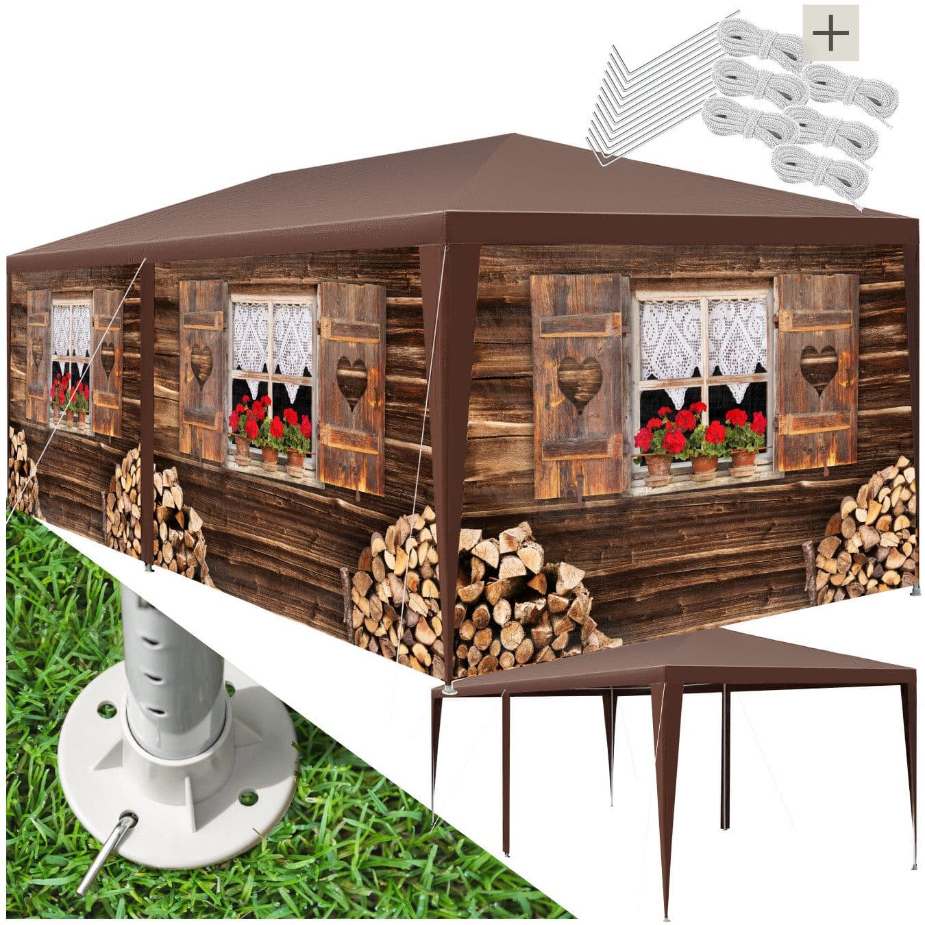 tectake Pavillon Almchalet mit abnehmbaren Seitenteilen und UV-Schutz - Bild 2