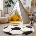 Carpettex Kinderteppich Fußball-Design Schwarz Hochflorig Bild 2