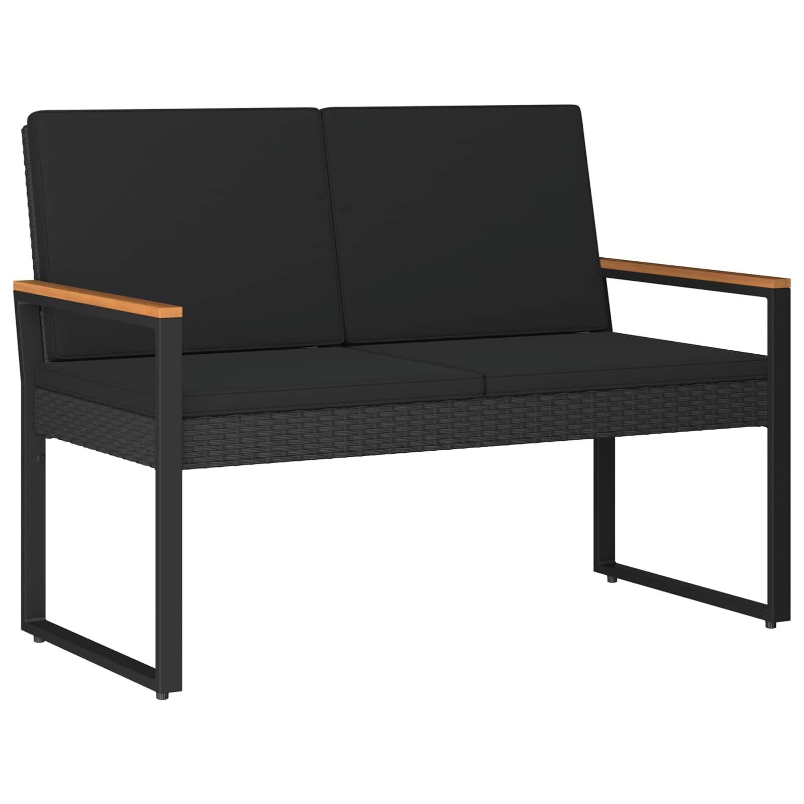 vidaXL Gartenbank Schwarz mit Kissen Poly-Rattan - Bild 2
