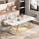 Flieks Esstisch Weiß Gold Modern Marmoroptik Bild 2