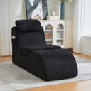 OKWISH Loungesessel Schwarz Cord mit Seitentasche & ergonomischer Rückenlehne Bild 2