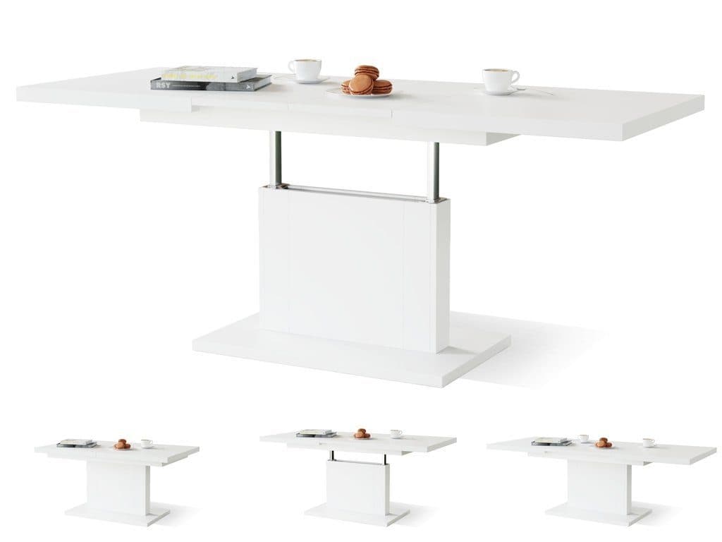 designimpex Couchtisch Orion Höhenverstellbar Weiß Modern - Bild 2
