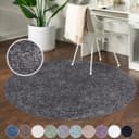 CARPET City Shaggy Teppich Grau Rund 200cm Hochflor Bild 2