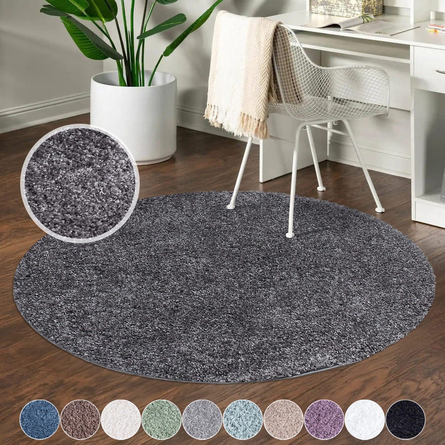 CARPET City Shaggy Teppich Grau Rund 200cm Hochflor - Bild 2