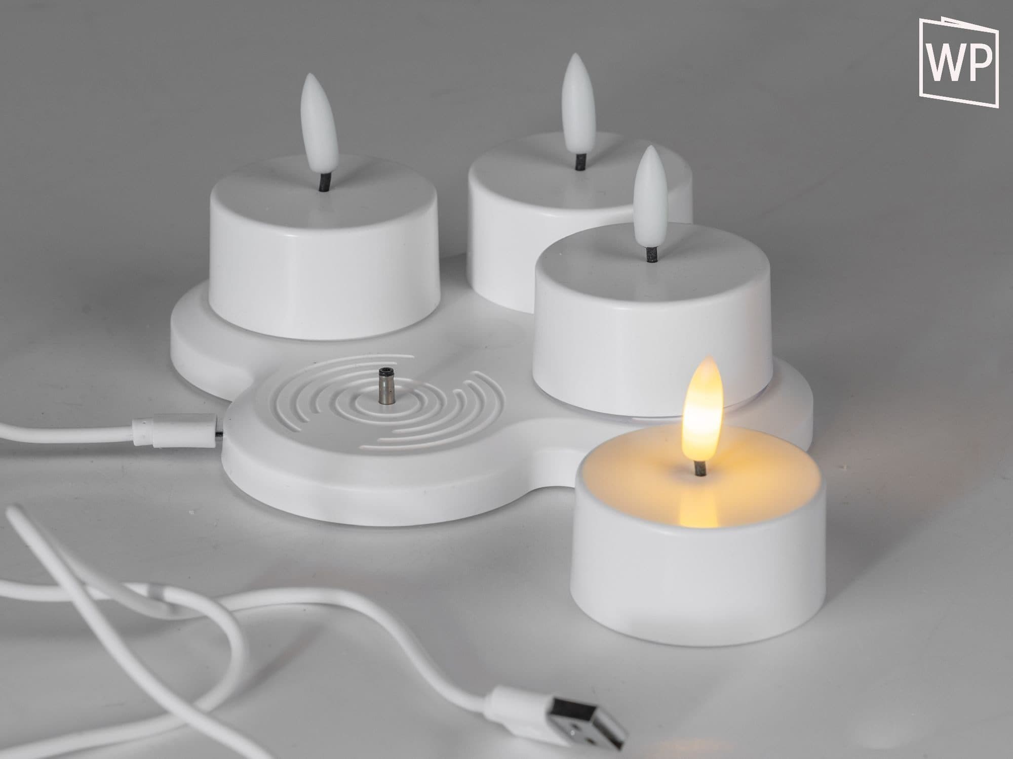 formano LED-Kerze Akku Teelichter Set 4 Stk. Weiß