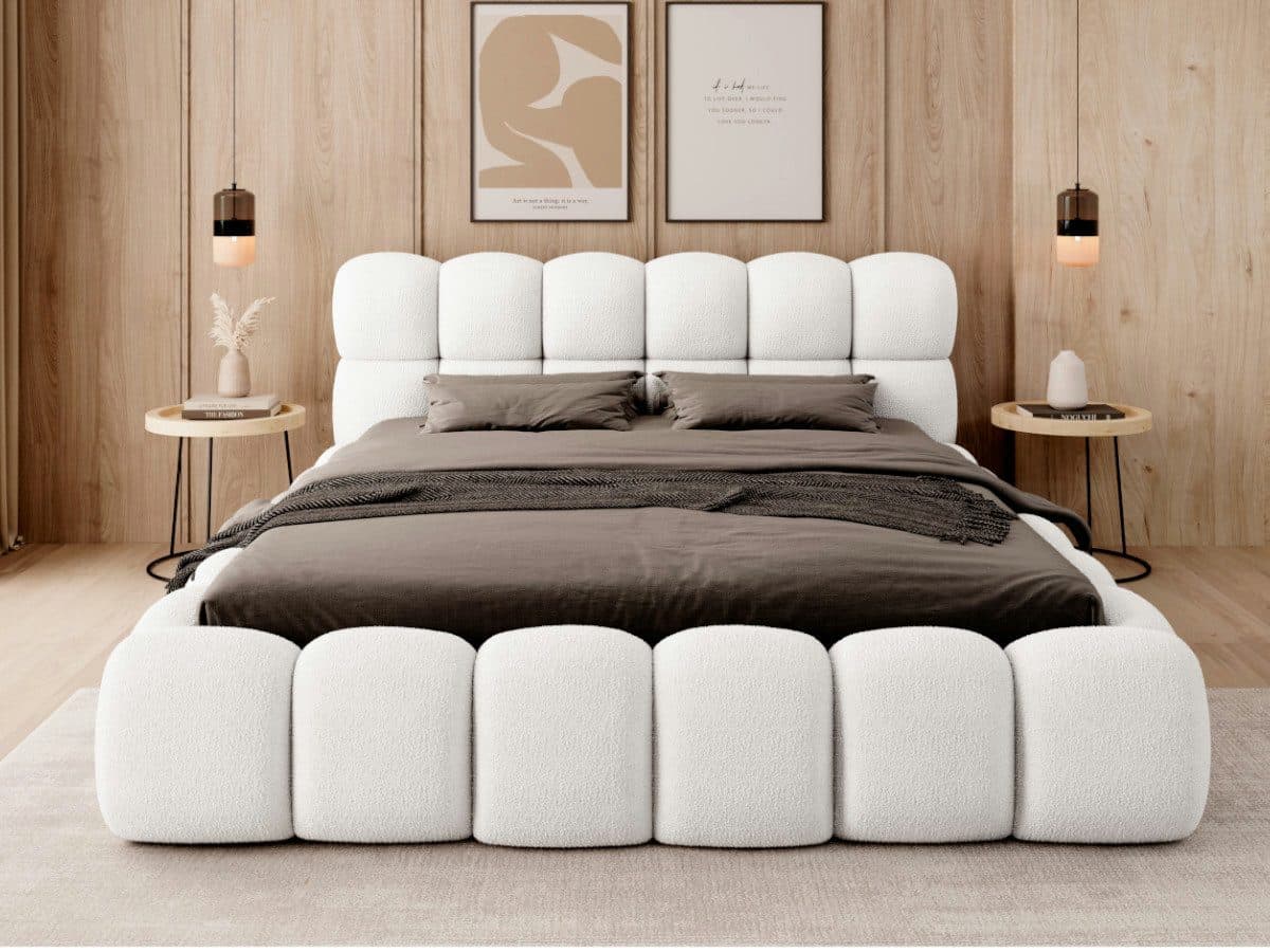 thematys Polsterbett BOSTON mit Bettkasten Bouclé Weiß/Beige - Bild 2