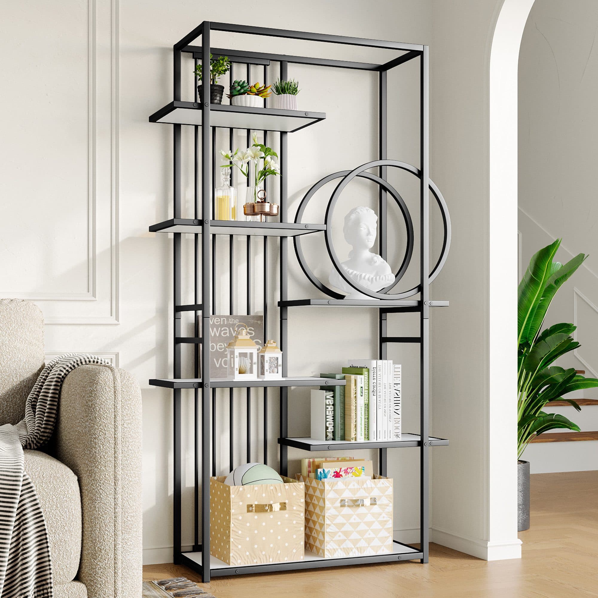 Flieks Bücherregal Weiß Schwarz Standregal Bürorregal - Bild 2