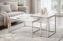möbelando Satztisch Reno Set Weiß Hochglanz MDF Metall Bild 2