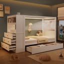 REDOM Kinderbett Einzelbett mit Stauraum, Fallschutz und 5 Schubladen Bild 2