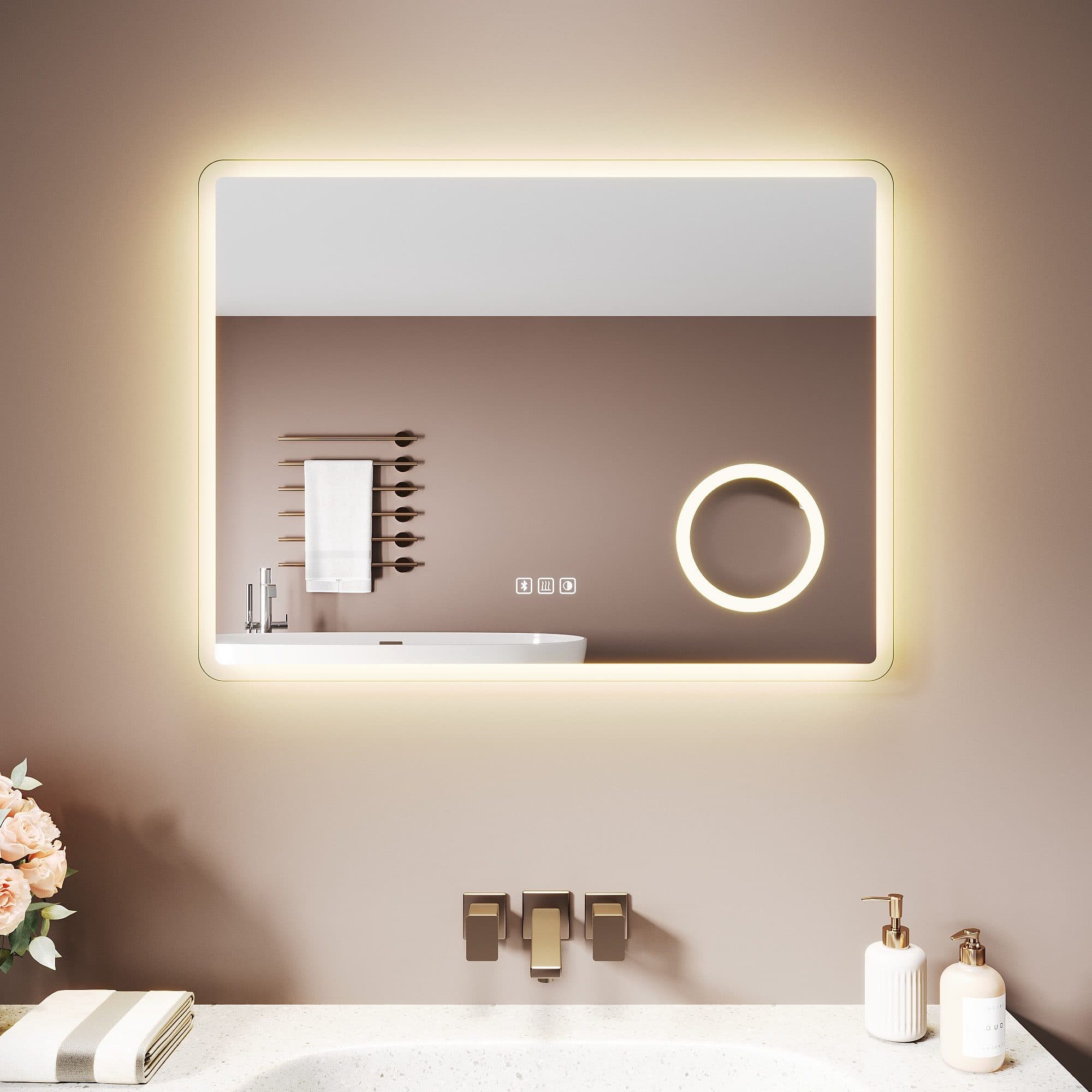 SONNI Badspiegel mit LED-Beleuchtung, Bluetooth & 3-fach Vergrößerung - Bild 2