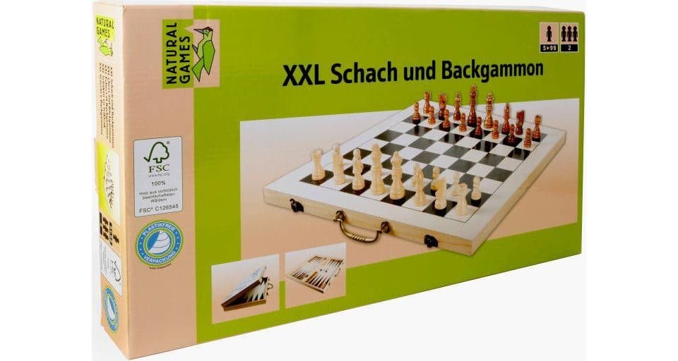 Vedes Spiel Natural Games XXL Schach und Backgammon Koffer